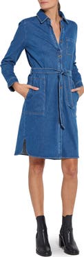 Lysse Schiffer Long Sleeve Stretch Cotton Chambray Shirtdress