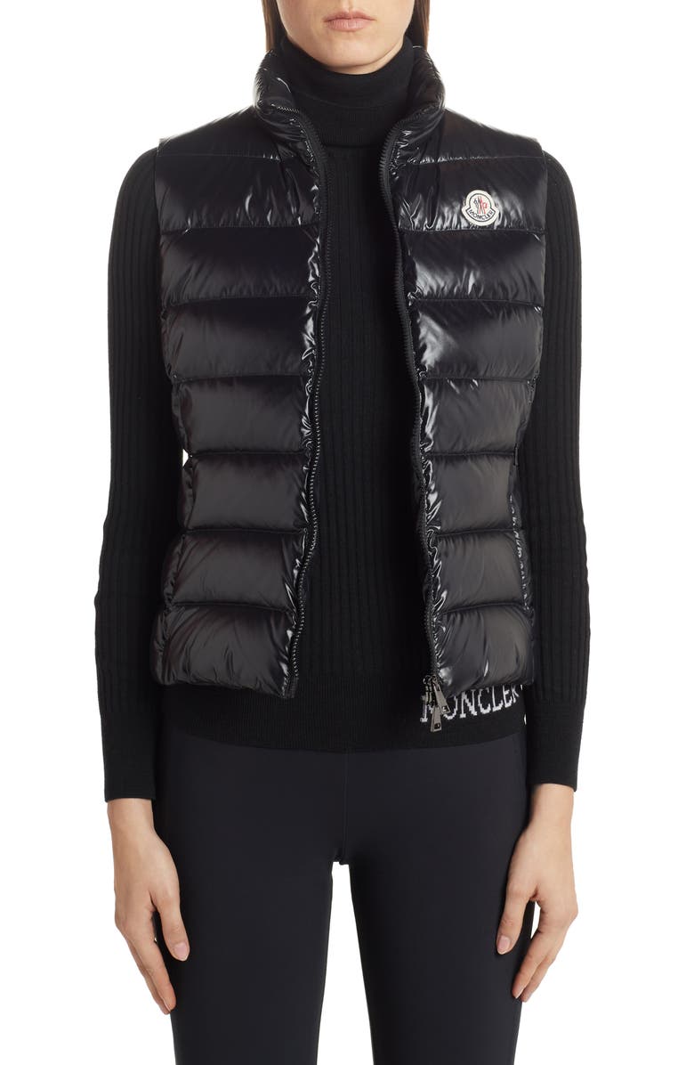 Moncler Ghany Water Resistant Shiny Nylon Down Puffer Vest, Alternate, color,