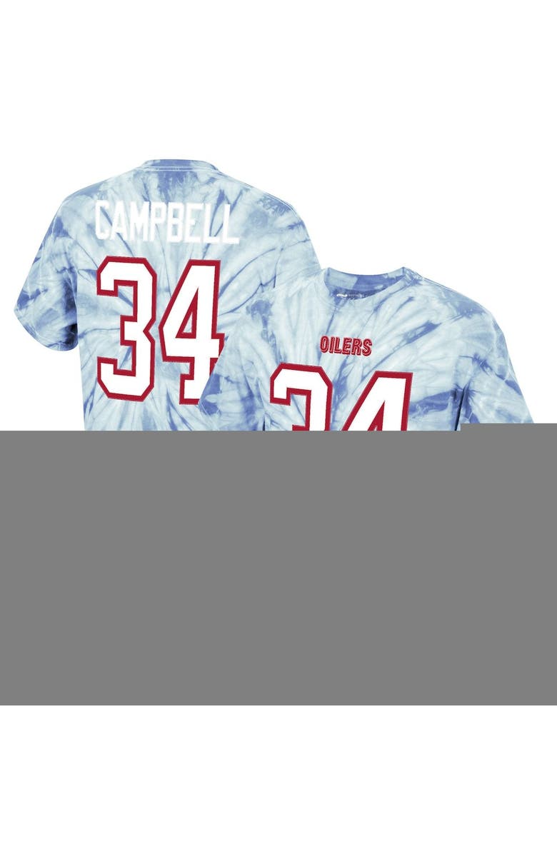 Mitchell & Ness Men's Mitchell & Ness Earl Campbell Light Blue Houston Oilers Tie-Dye Retired Player Name & Number T-Shirt, Main, color, 