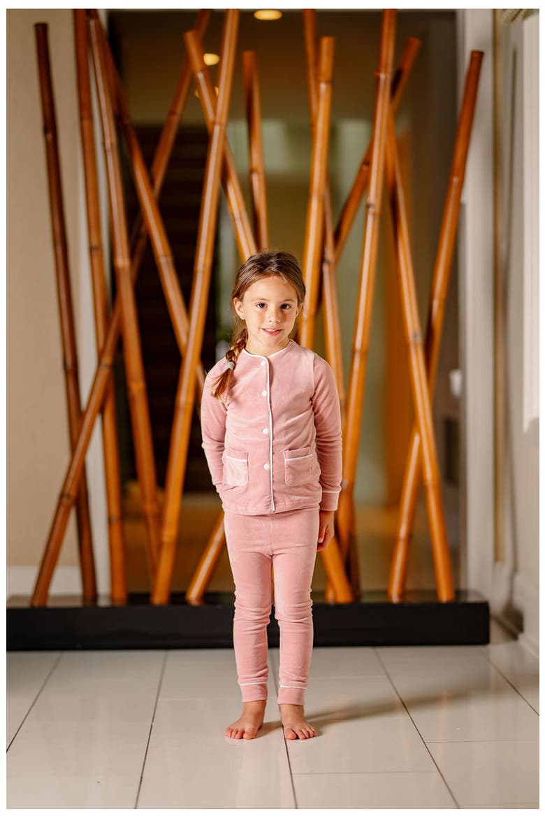 Girls Velour PJ, Alternate, color, Pink