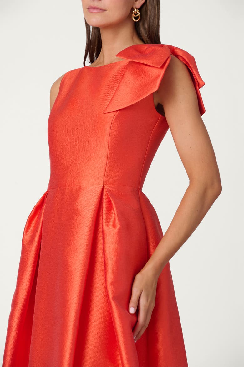 Midnight Pebbled Mikado Eleanor Dress, Alternate, color, Poppy