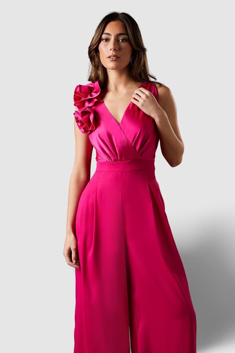 Corsage Cowl Back Jumpsuit, Alternate, color, Pink