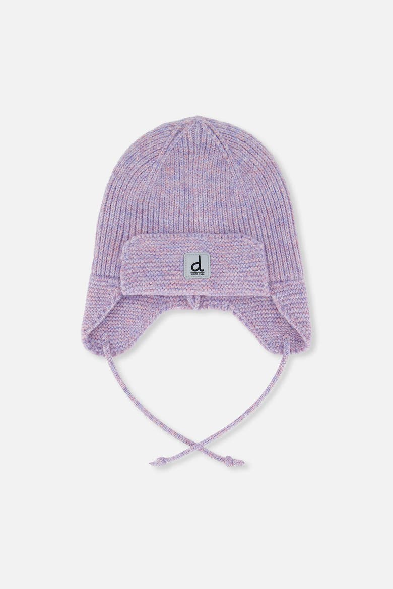 Winter Fleece Lined Earflap Knit Hat with Chin Ties, Main, color, Lavender