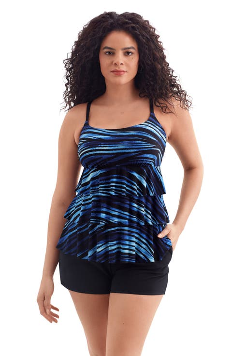 Faux Ruffle Shortini Long Torso Swimsuit