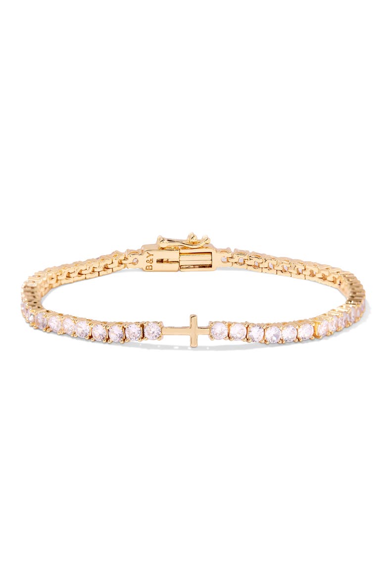 Coco Cross Tennis Bracelet, Main, color, GOLD