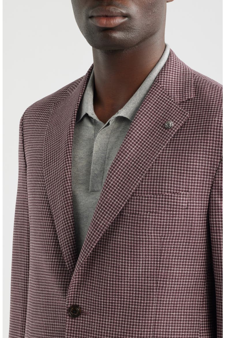 McAllen Micro Houndstooth Wool & Silk Blend Sport Coat, Alternate, color, BERRY