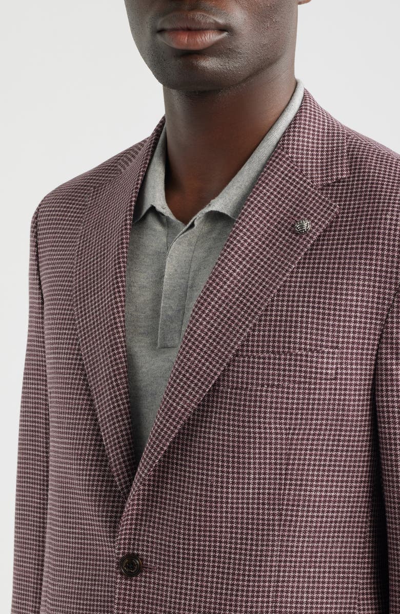 Jack Victor McAllen Micro Houndstooth Wool & Silk Blend Sport Coat, Alternate, color, Berry