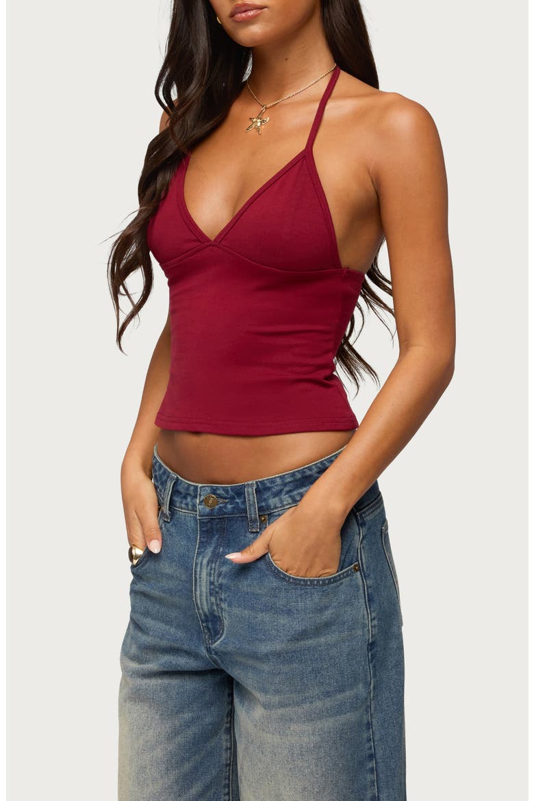 Noriah Halter Top, Alternate, color, BURGUNDY