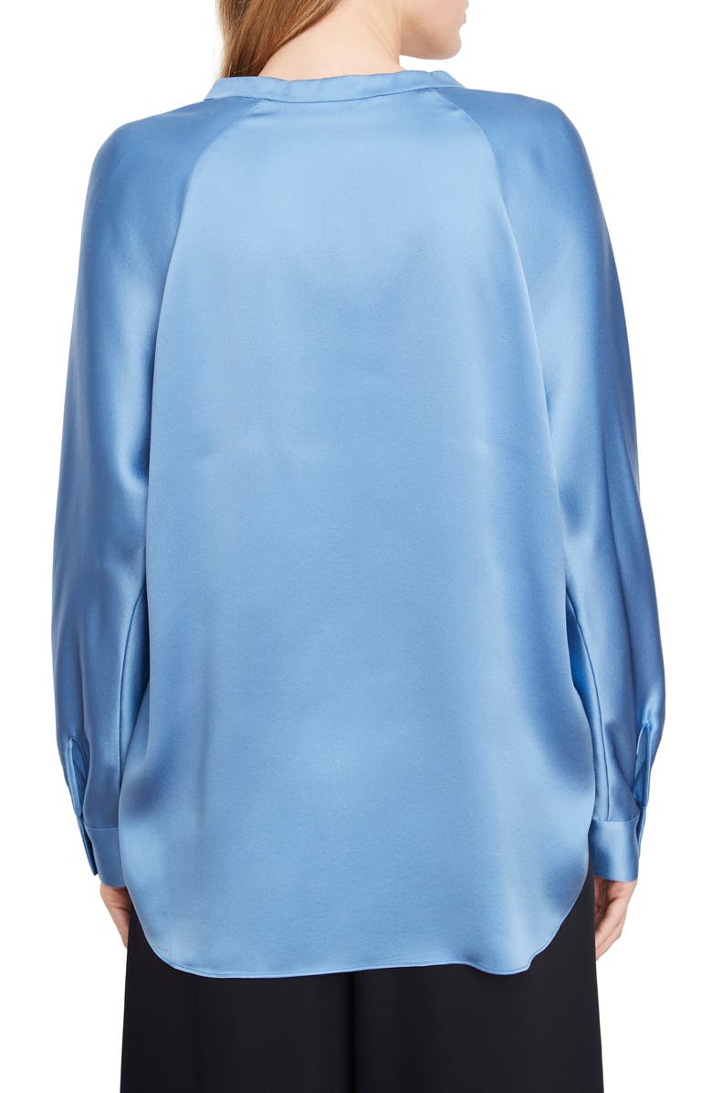 Vince Band Collar Silk Blouse, Alternate, color,