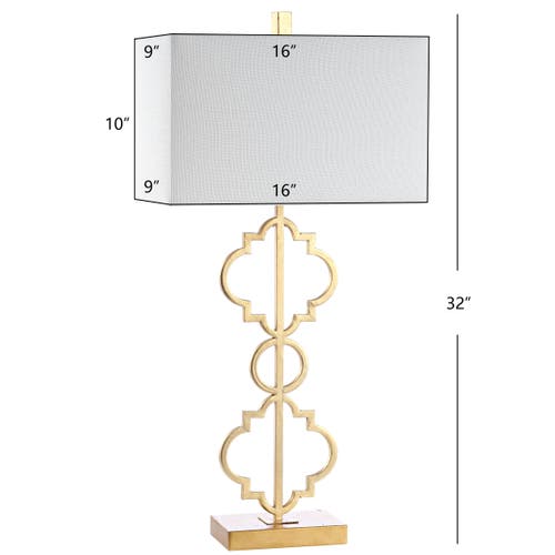 Jonathan Y Selina Iron Ogee Trellis Modern Led Usb Table Lamp In Gold Leaf
