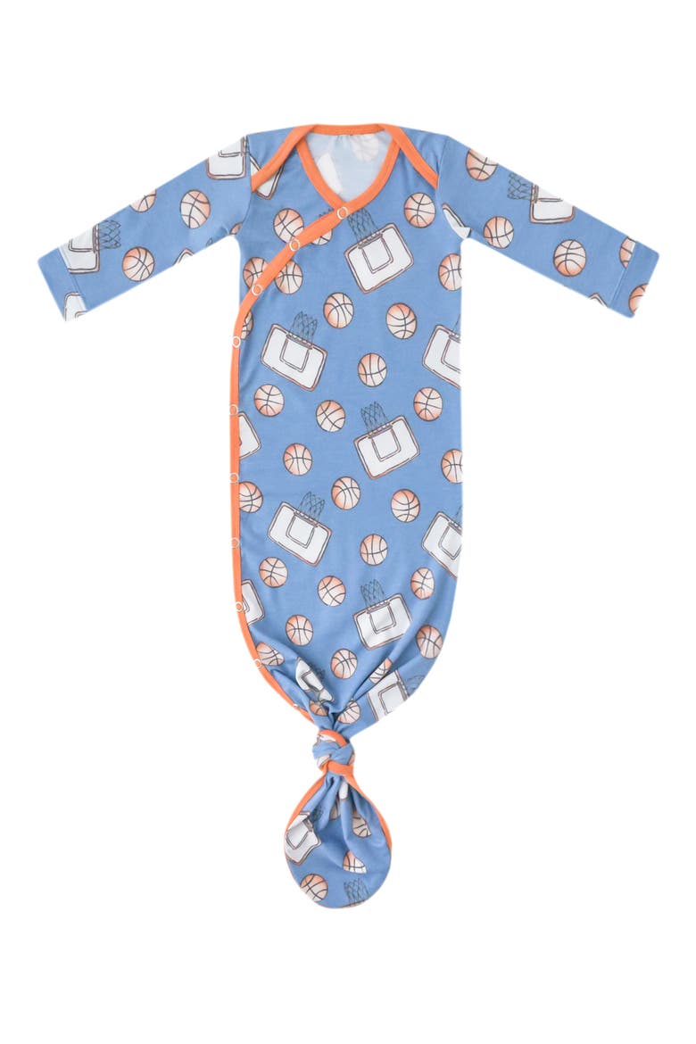 Dunk Newborn Knotted Gown, Main, color, BLUE