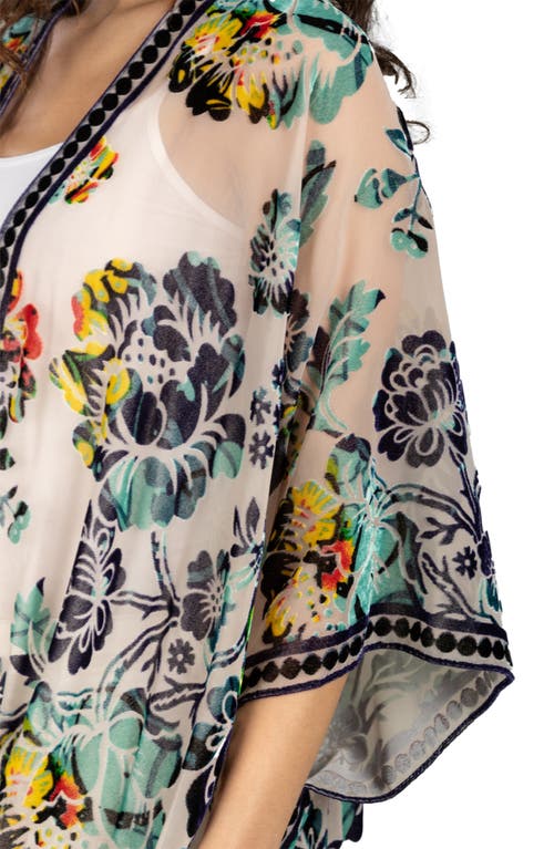 Saachi Velvet Floral Ruana In Multi