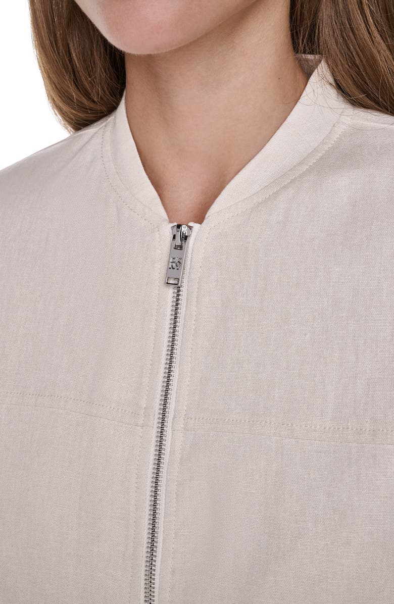 DKNY Linen Blend Bomber Jacket, Alternate, color, Coconut