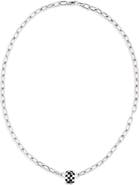 Adina Reyter 4mm Italian Chain + Black Ceramic Checkerboard Big Bead Necklace