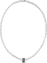 Adina Reyter 4mm Italian Chain + Black Ceramic Checkerboard Big Bead Necklace