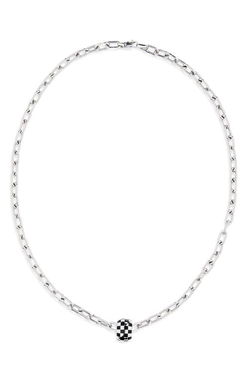 Adina Reyter 4mm Italian Chain + Black Ceramic Checkerboard Big Bead Necklace in Silver  product