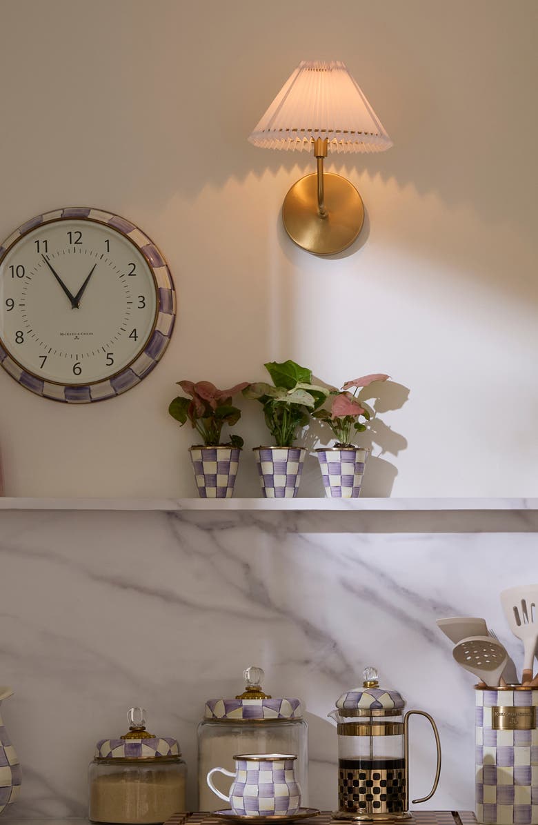 MACKENZIE CHILDS Violet Check Enameled Steel Set of 3 Herb Pots, Alternate, color, Violet