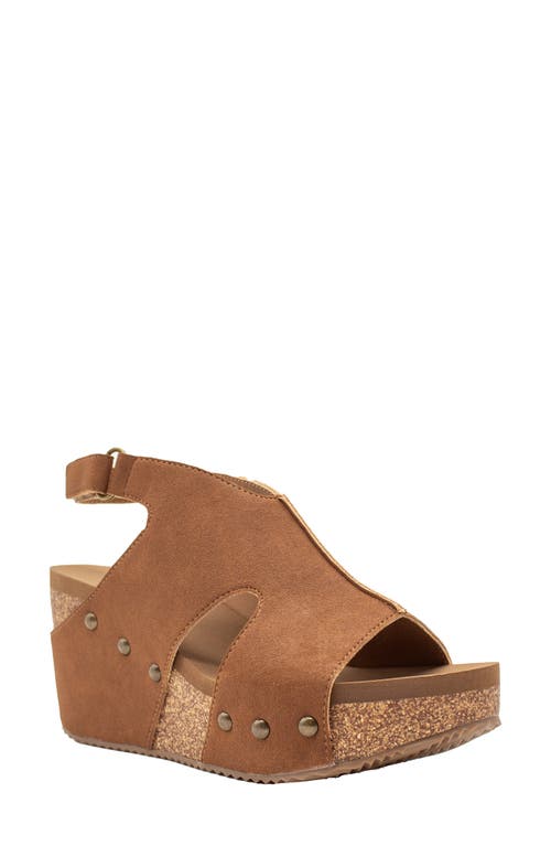 Volatile Beecher Slingback Platform Wedge Sandal in Cognac 