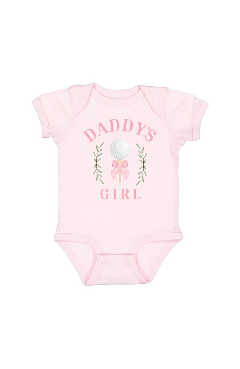 Sweet Wink Daddy's Golf Girl Short Sleeve Bodysuit, Main, color, Pink