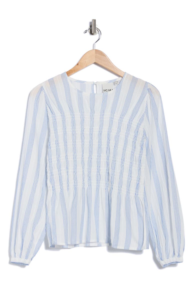 Stripe Peplum Top, Alternate, color, CLOUD DANCER