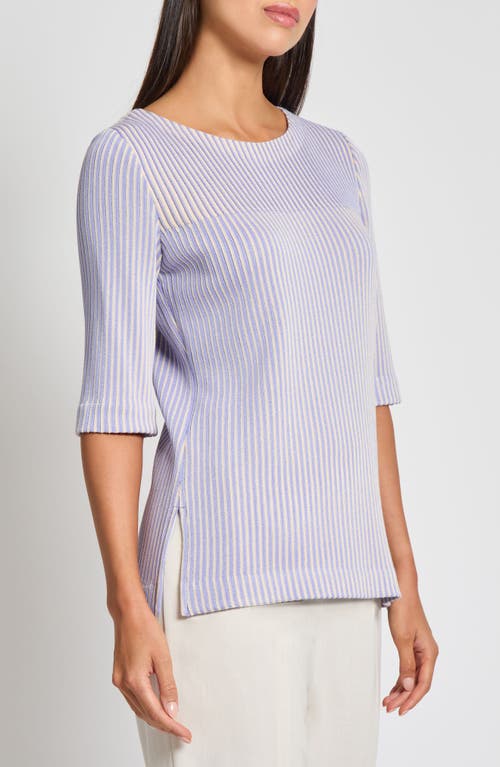 Misook Stripe Knit Tunic Top In Viola/biscotti