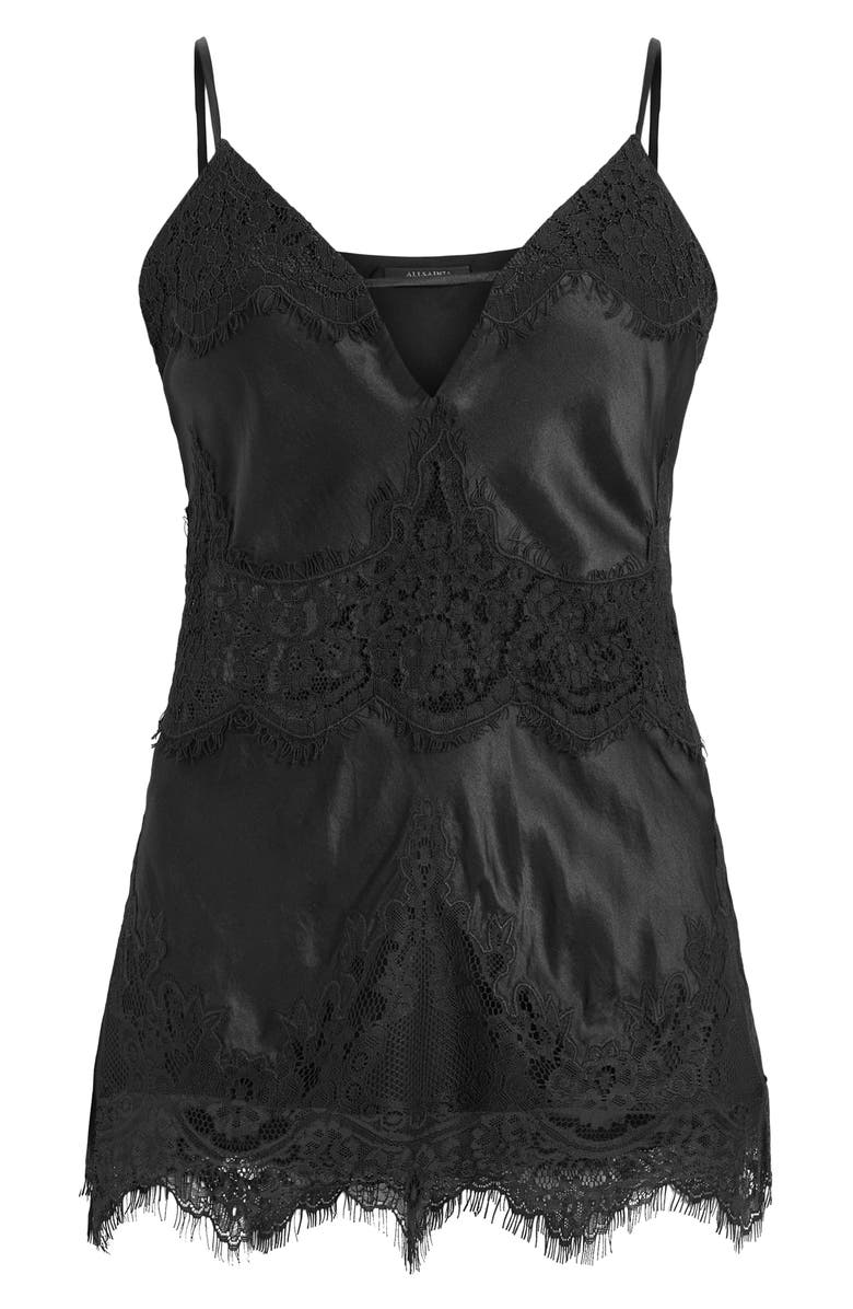 AllSaints Ophelia Lace Inset Satin Camisole, Alternate, color, 
