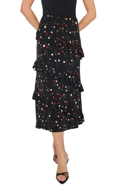 Asymmetric Ruffled Midi Skirt