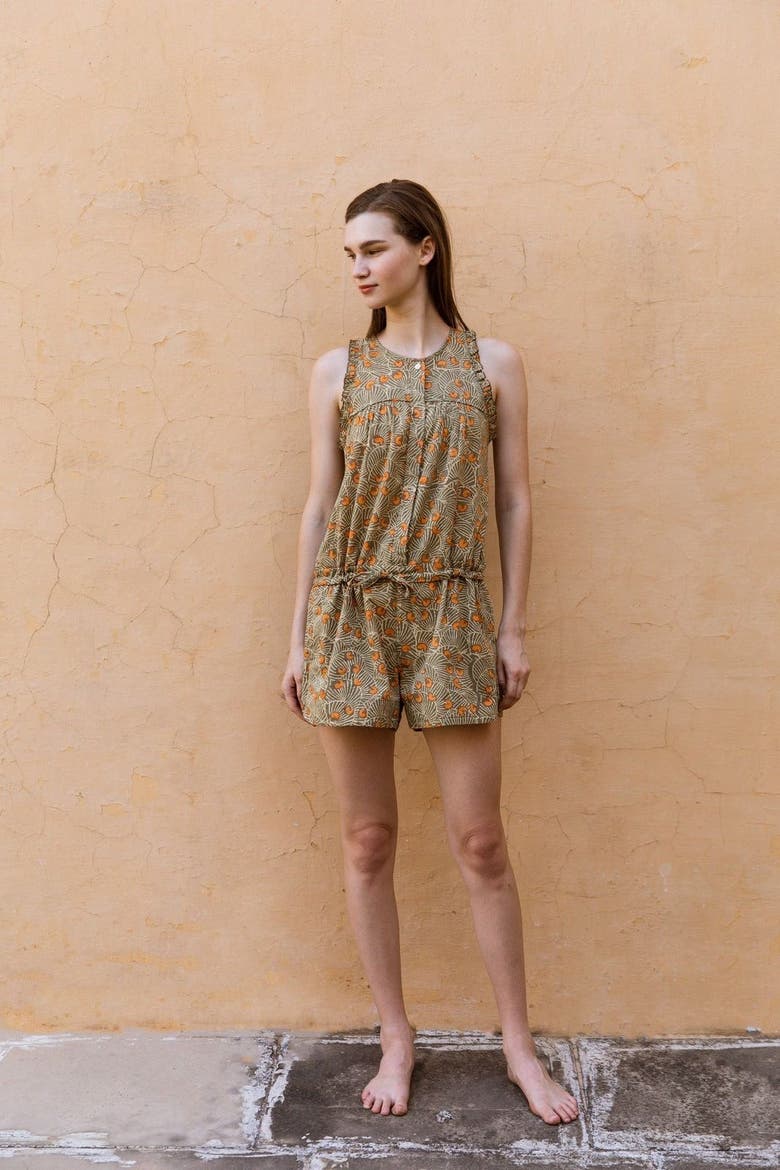 Hand-Printed Simané Romper, Alternate, color, Desert Sand - One Size
