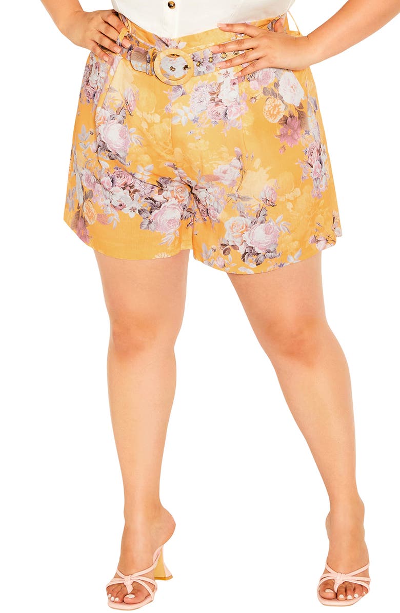 City Chic Lisbon Linen Blend Shorts, Main, color, 