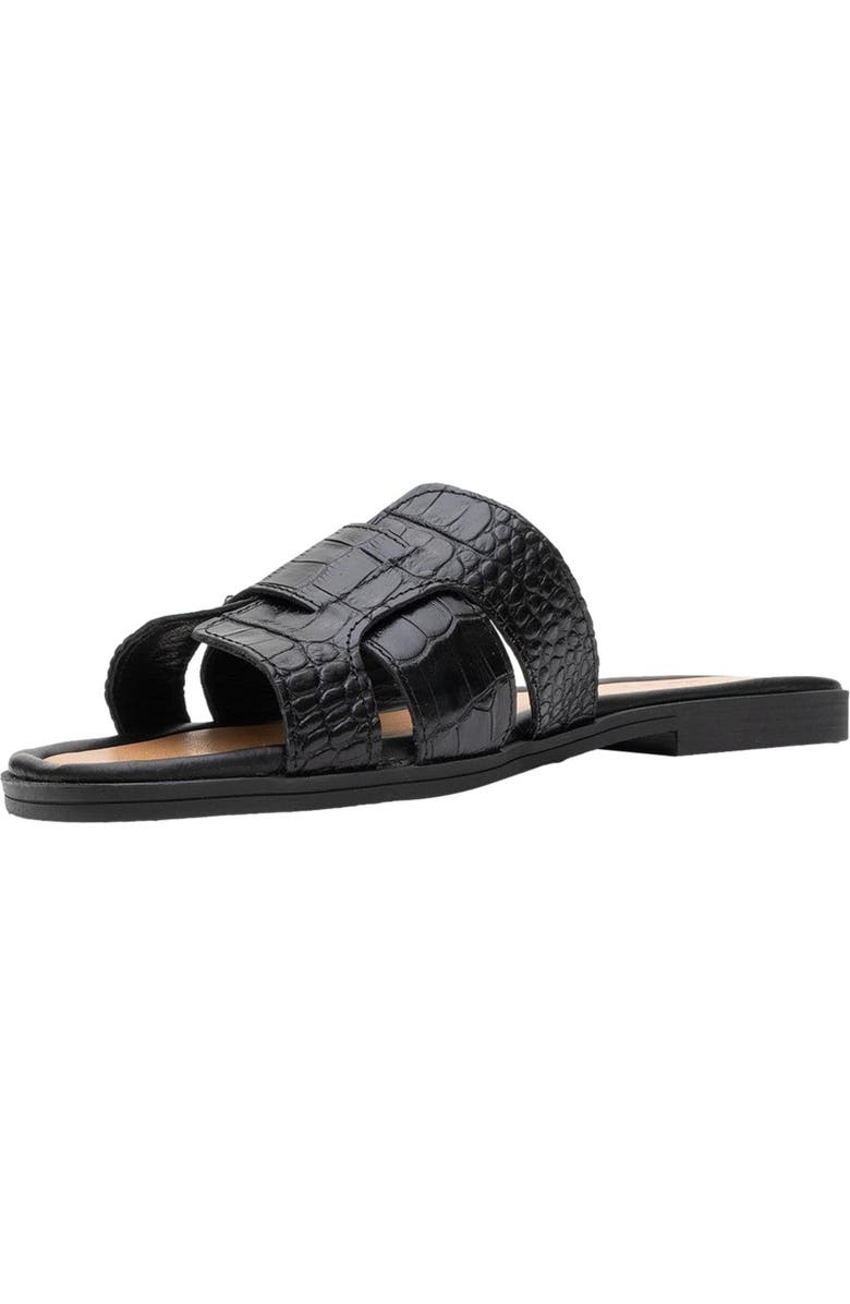 Forever & Always Shoes Notre Leather Slide Sandal, Alternate, color, Black Leather