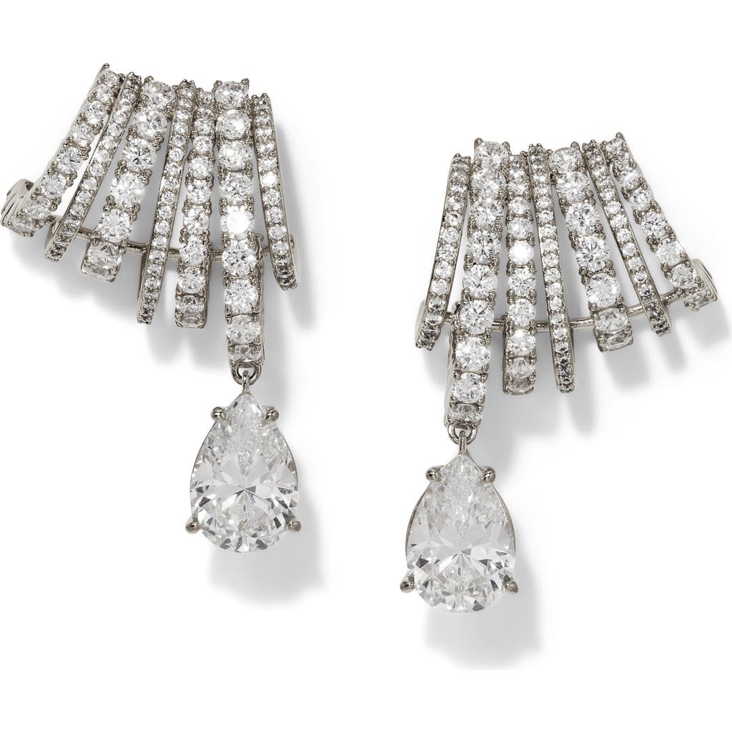 Nadri Bonne Anne Cubic Zirconia Climber Earrings In Silver