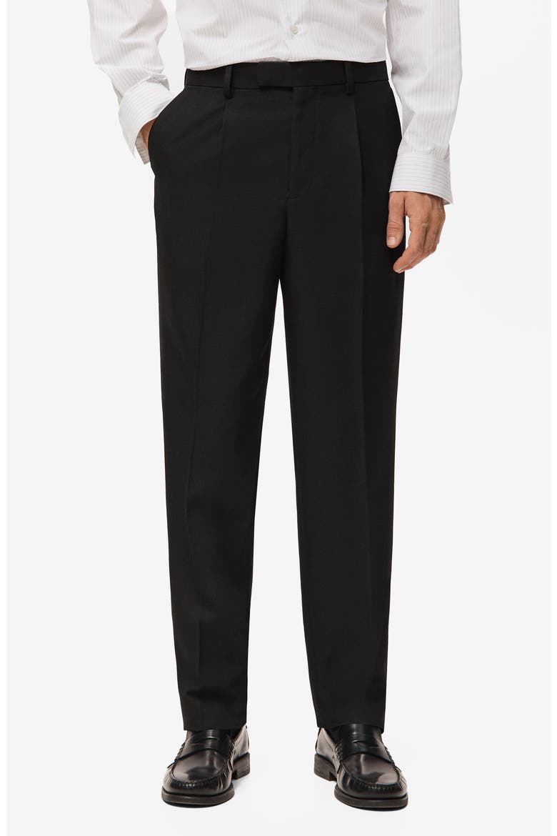 Regular Fit Pleated Pants, Main, color, BLACK