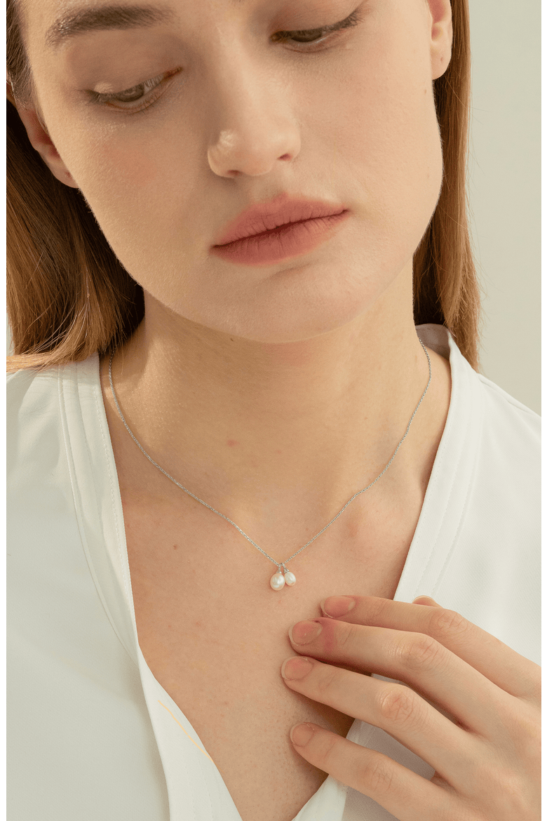 Sterling Silver 18k Gold Plated Maisie Pearl Necklace Delicate Gift, Alternate, color, Silver