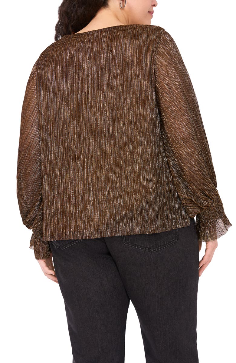 Vince Camuto Metallic V-Neck Top, Alternate, color, Foxtrot