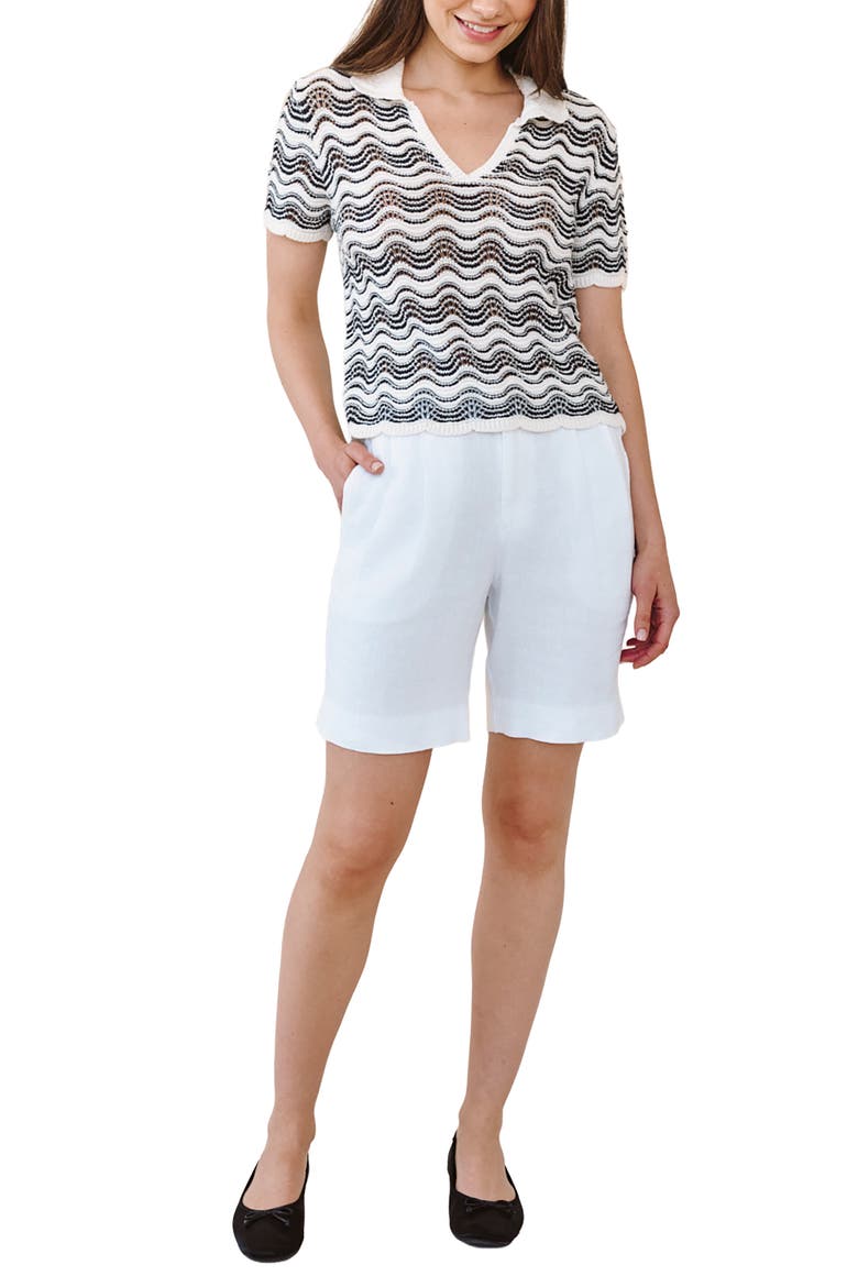 Pleated Bermuda Shorts, Alternate, color, WHITE