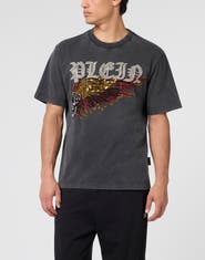 PHILIPP PLEIN Washed Round Neck T-Shirt Eagle Skull Skull Men