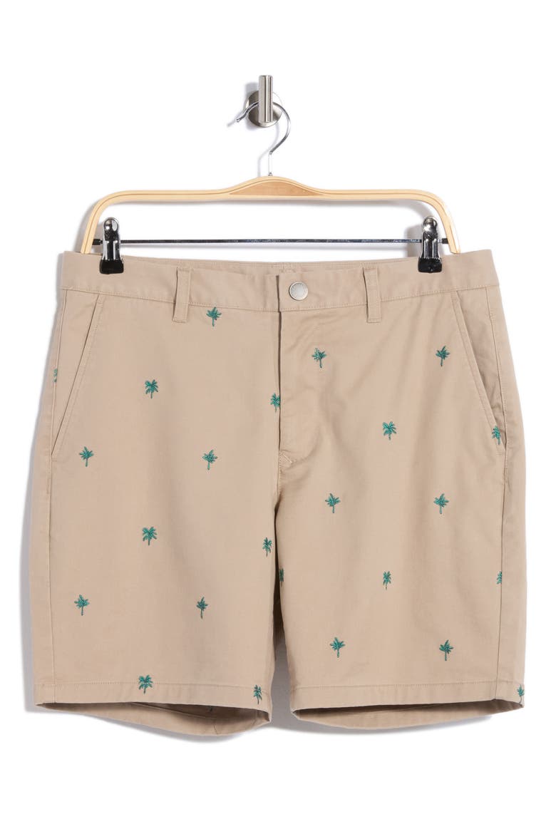 Palm Embroidered Chino Shorts, Alternate, color, KHAKI
