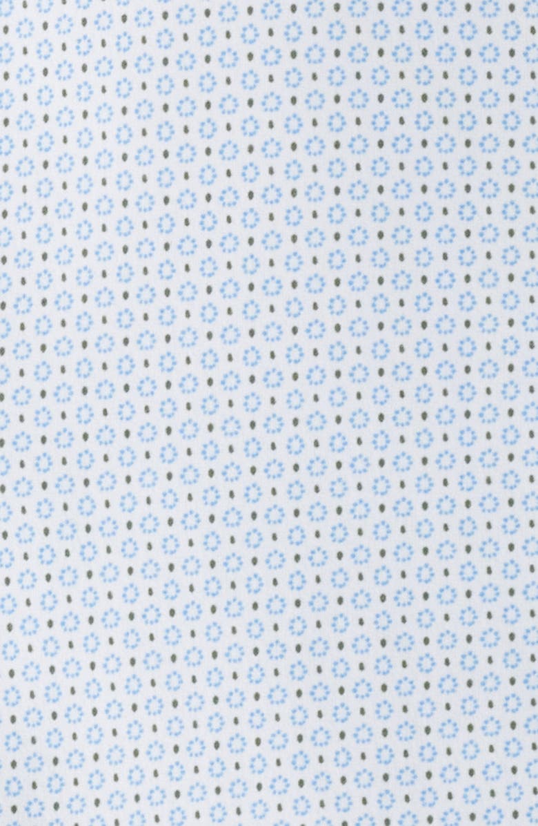 Mizzen+Main Leeward Trim Fit Microprint Short Sleeve Button-Up Shirt, Alternate, color, White Geo Bloom