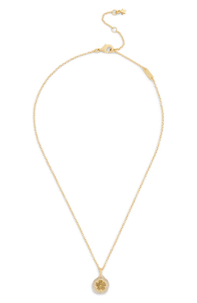 COACH Lucite Tea Rose Pendant Necklace, Alternate, color, Gold