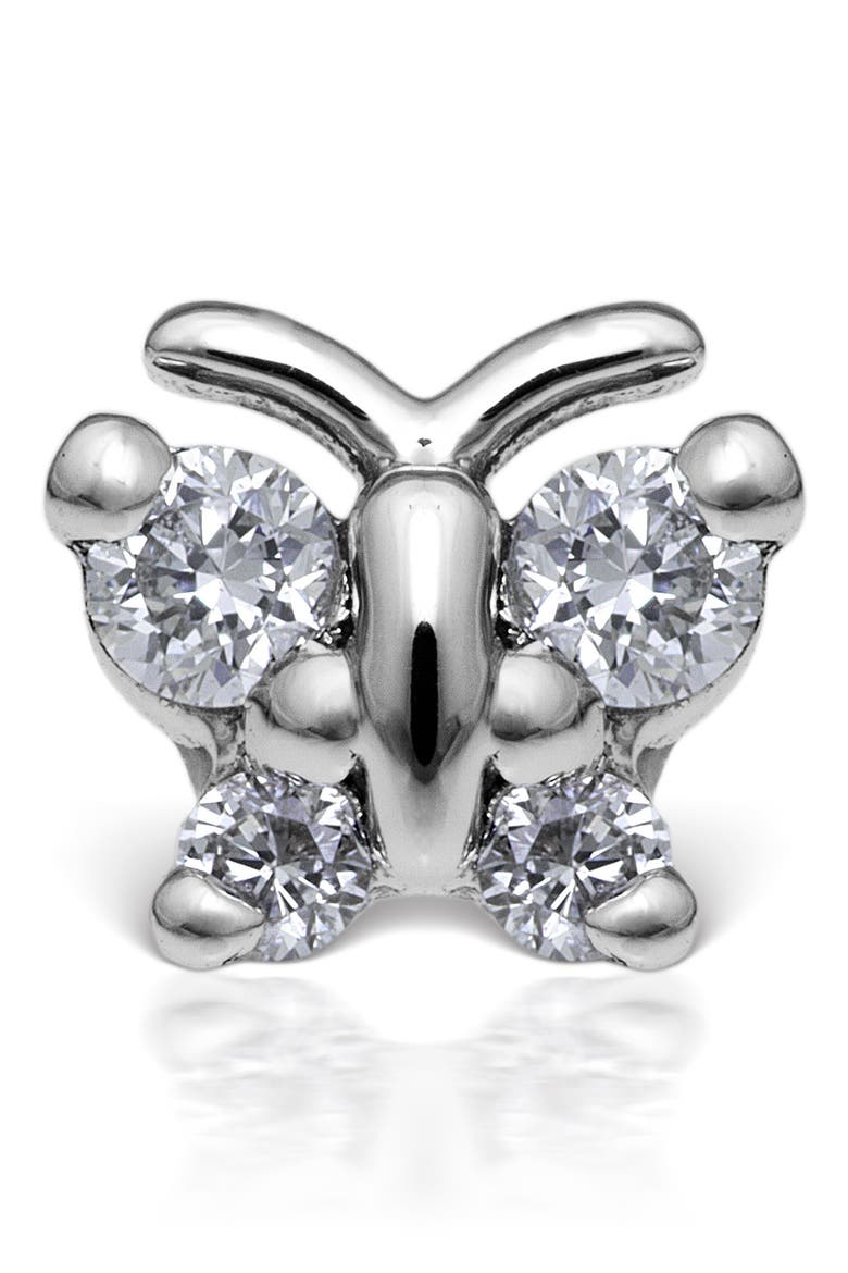 Diamond Butterfly Threaded Stud Earring, Alternate, color, 18K WHITE GOLD/ DIAMOND