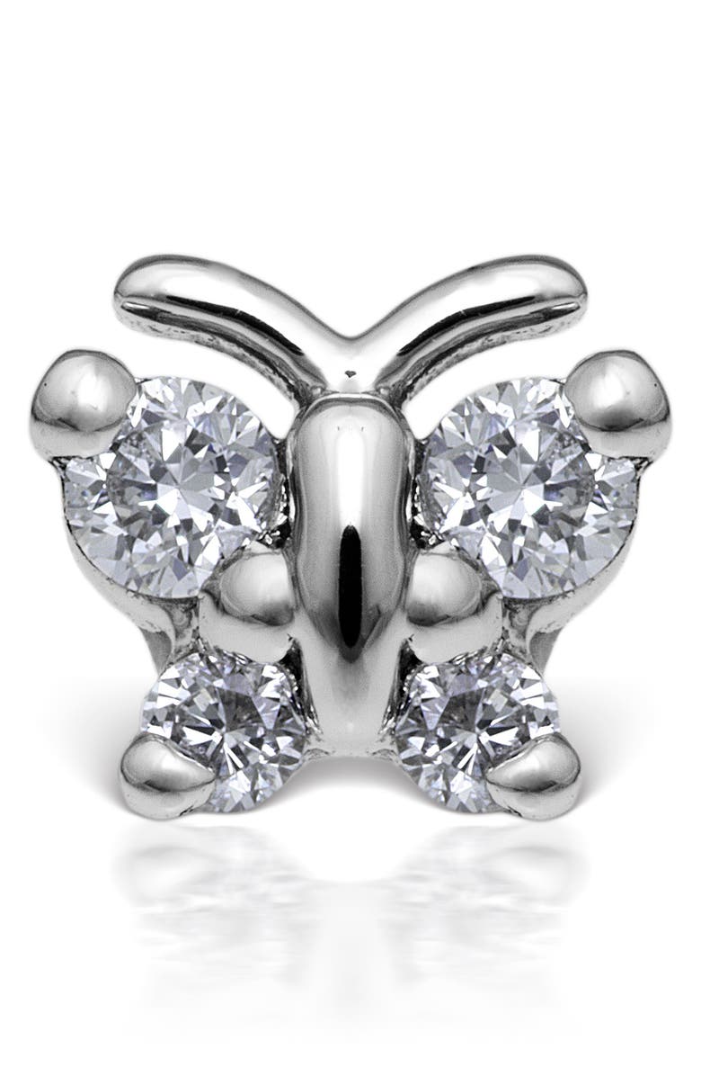 MARIA TASH Diamond Butterfly Threaded Stud Earring, Alternate, color, 18K White Gold/ Diamond