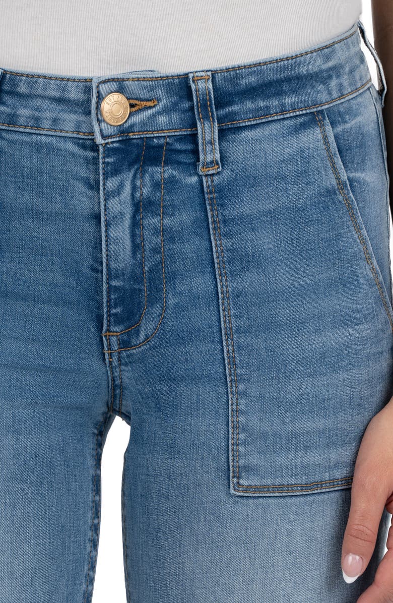 KUT from the Kloth Stevie Raw Hem Crop Straight Leg Utility Jeans, Alternate, color, Traditional W/M