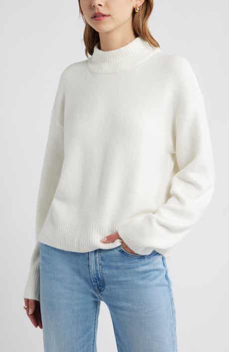 Open Edit Boxy Mock Neck Sweater