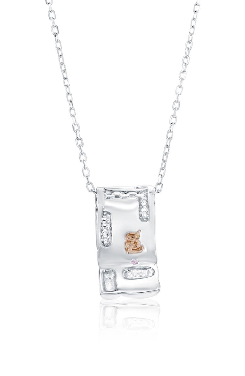 SUZY LEVIAN Pavé Cubic Zirconia Checkered Rondelle Pendant Necklace, Alternate, color, White
