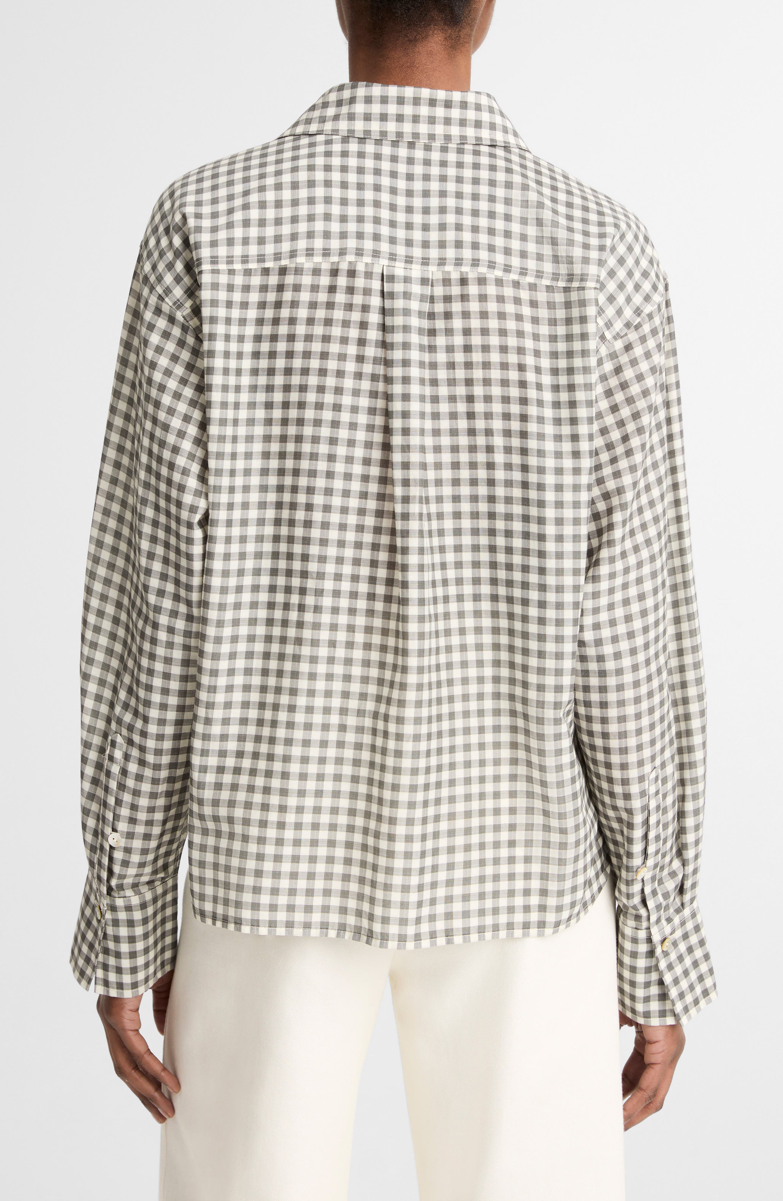Gingham Check Crop Button-Up Shirt - image 2