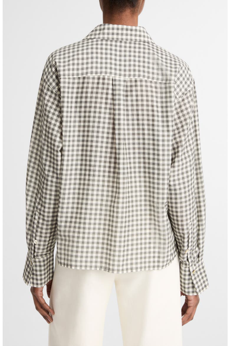 Gingham Check Crop Button-Up Shirt, Alternate, color, OFF WHITE/ SMOKE