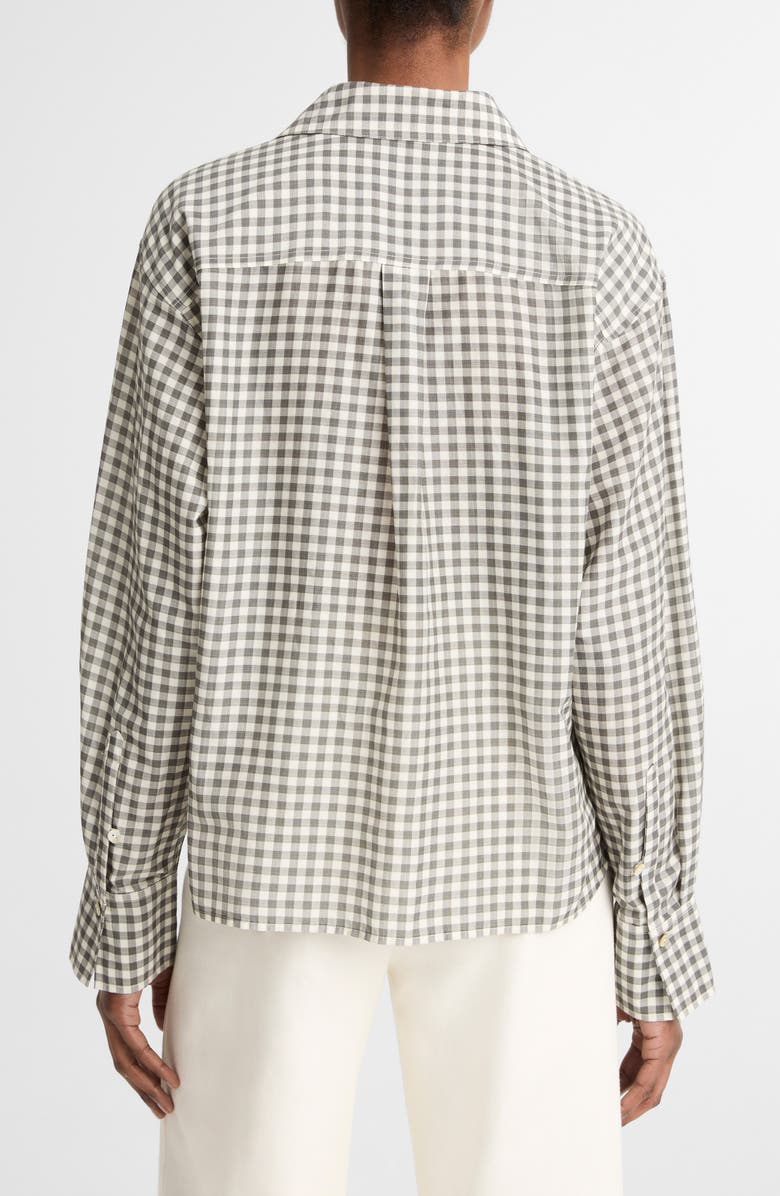 Vince Gingham Check Crop Button-Up Shirt, Alternate, color, Off White/ Smoke
