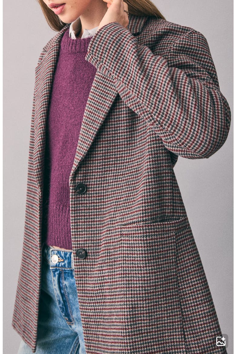 Houndstooth Check Blazer, Alternate, color, GREY