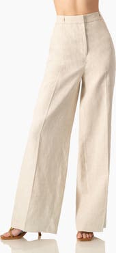 IVONNE High-Waist Wide-Leg Linen Tailored Pants