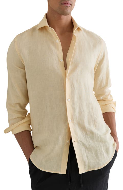 Ruban Regular Fit Solid Linen Button-Up Shirt